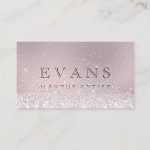 Professional Glitter Blush Glitter Makeup Artist Appointment Card