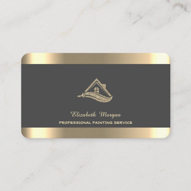 Professional Glitter House Roof Brush Gray Business Card (Front)