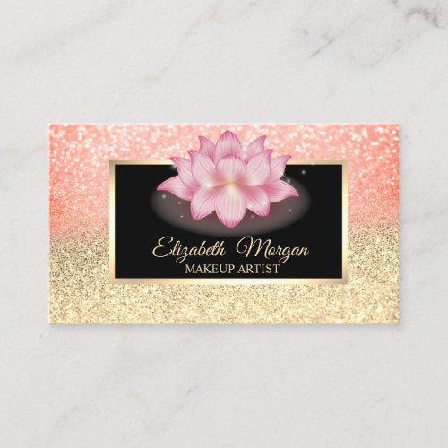 Professional Glitter Ombre Frame Lotus Business Card