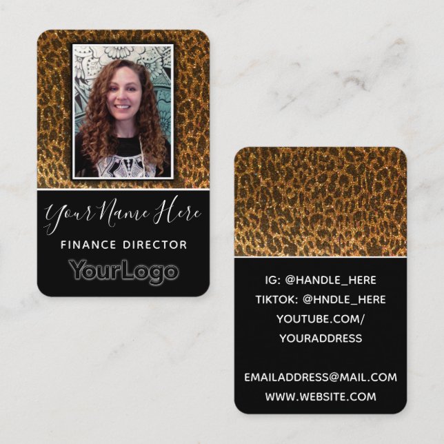 Professional Glitter Photo Custom Business Logo    Business Card (Front/Back)