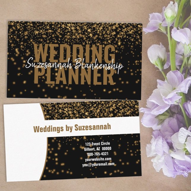  Professional Glowing Gold Glitter Black Custom  Business Card (Creator Uploaded)