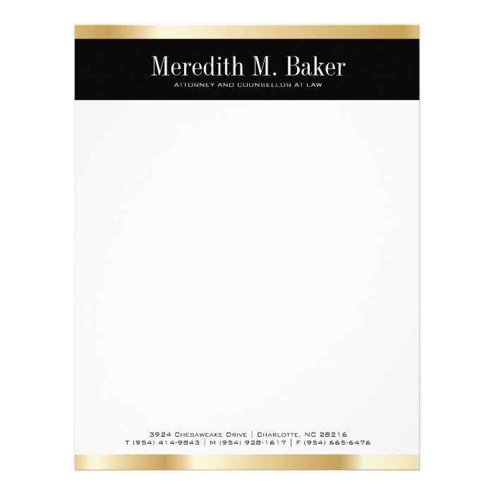 Professional Gold and Black Letterhead