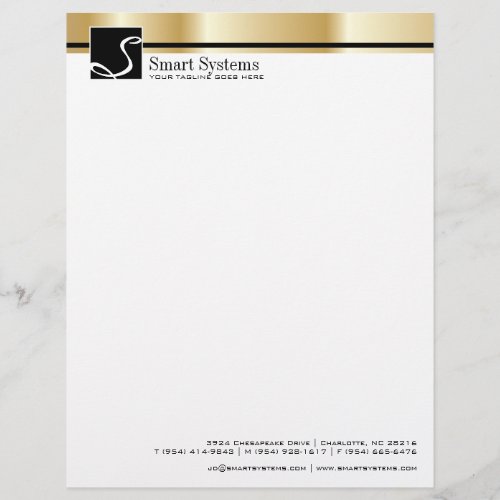 Professional Gold and Black Letterhead