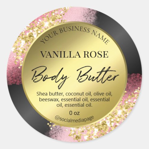 Professional Gold And Pink Body Butter Labels