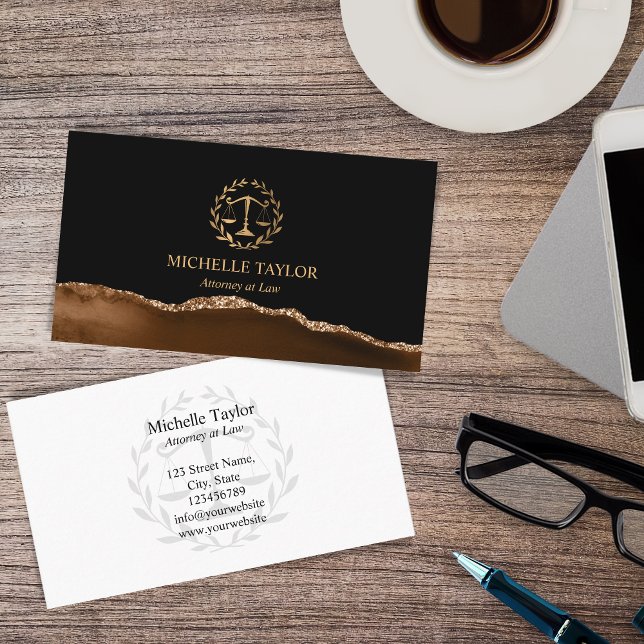 Professional Gold Attorney at Law Office Lawyer Business Card (gold justice scale)