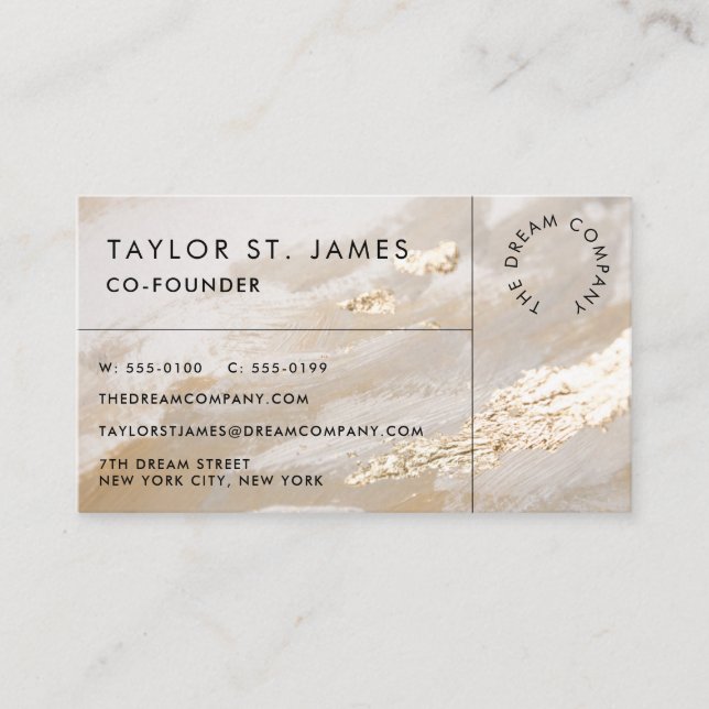 Professional Gold Beige Painting Business Card (Front)