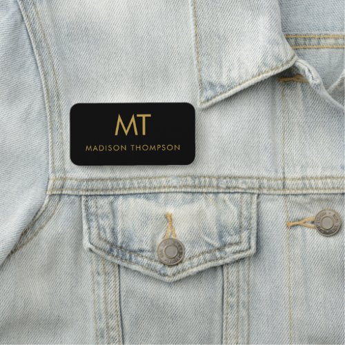 Professional Gold Black Employee Name Business Name Tag