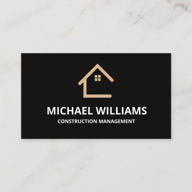 Professional Gold & Black General Construction  Business Card (Front)