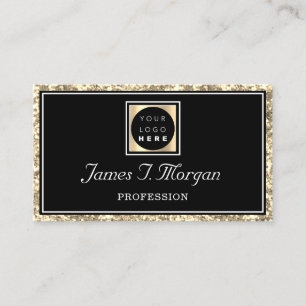 Professional Gold Black Glitter Frame Logo Gold Business Card