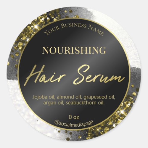 Professional Gold Black White Hair Serum Labels