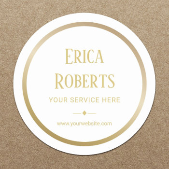 Professional Gold Border Business Promotional Classic Round Sticker by cardfactory at Zazzle