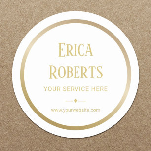 Professional Gold Border Business Promotional Classic Round Sticker