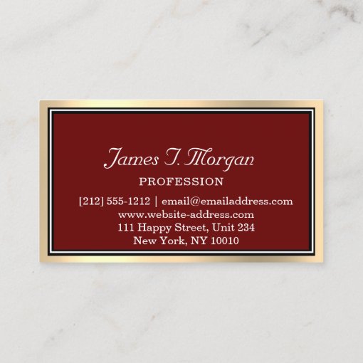 Professional Gold Brown Maroon VIP Framed Monogram Business Card | Zazzle