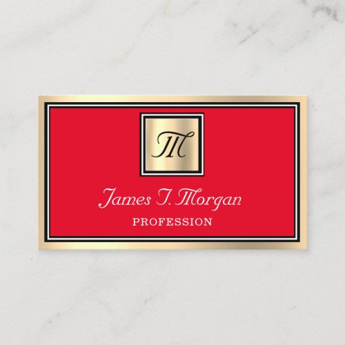 Professional Gold Brown Red VIP Framed Monogram Business Card
