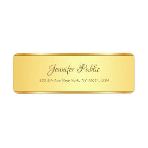 Professional Gold Calligraphed Name Text Modern Label