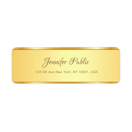 Professional Gold Calligraphed Name Text Modern Label