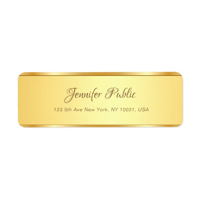Professional Gold Calligraphed Name Text Modern Label (Front)
