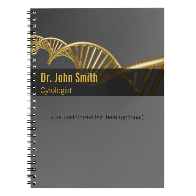Professional Gold DNA Strand Luxury Medical Notebook (Front)