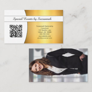 Professional Gold Flare Custom Photo QR Code Business Card