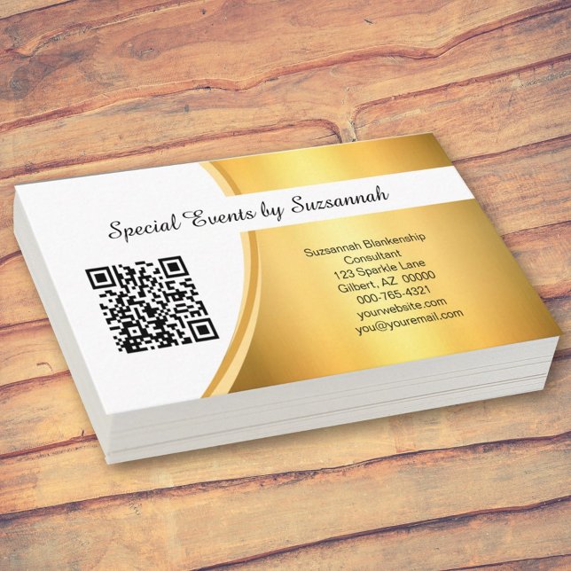 Professional Gold Flare Custom QR Code  Business Card (Creator Uploaded)