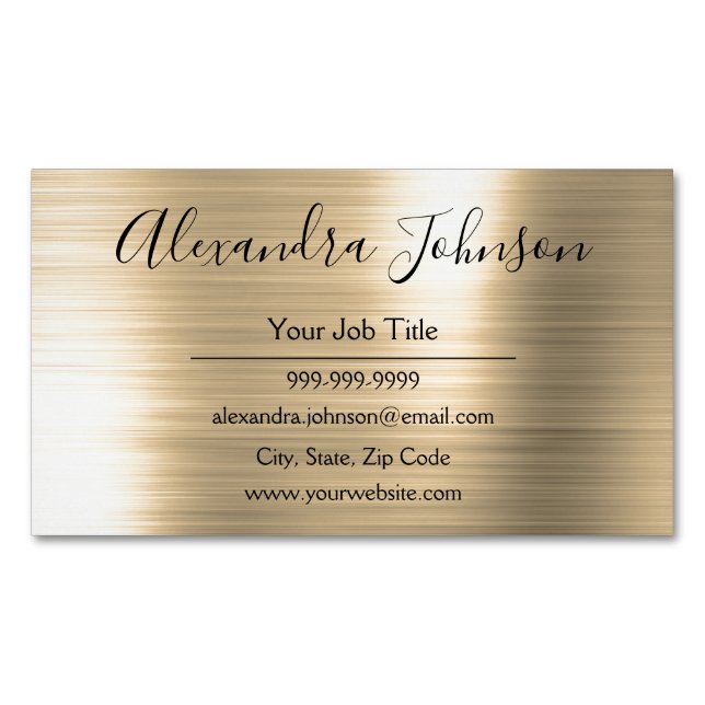 Professional Gold Foil Modern Business Card Magnet (Front)