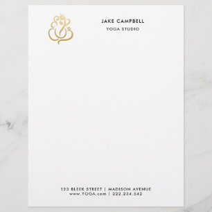 Professional Gold Ganesh Indian God Yoga Studio Letterhead
