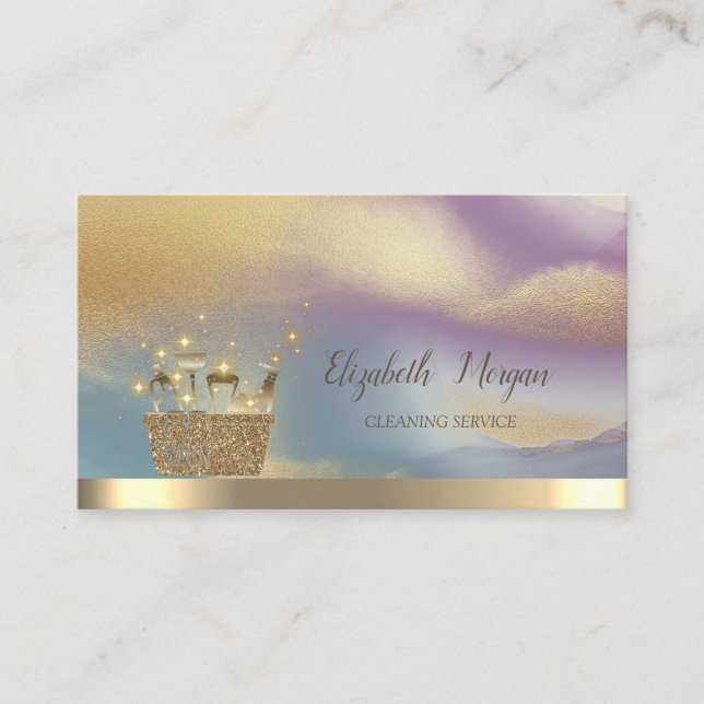 Professional Gold Glitter Cleaning Colorful Business Card (Front)