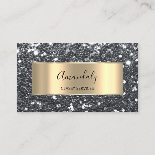 Professional Gold Glitter Gray Silver Frame QRcode Business Card