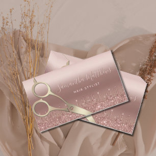 Professional Gold Hair Stylist Rose Gold Beauty Business Card