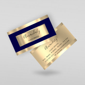 Professional  Gold Hairdresser Makeup Artist Navy Business Card by luxury_luxury at Zazzle
