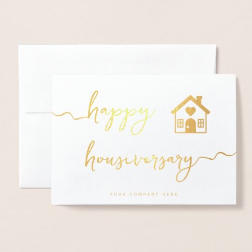 Professional Gold Home Anniversary Real Estate Foil Card