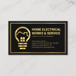 Professional Gold Home Electric Bulb Business Card