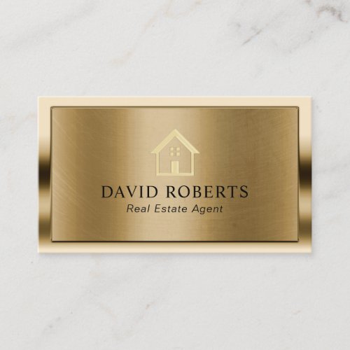 Professional Gold House Logo Real Estate Realtor Business Card
