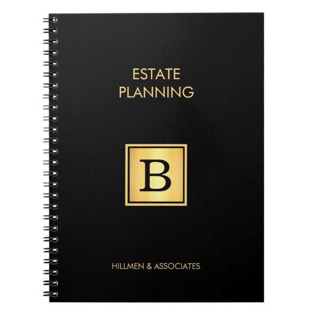 Professional Gold Initial Logo GOLD Monogram Notebook (Front)