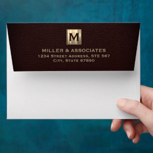 Professional Gold Initial Logo Return Address Envelope