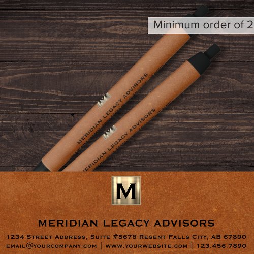 Professional Gold Initial Monogram Black Ink Pen