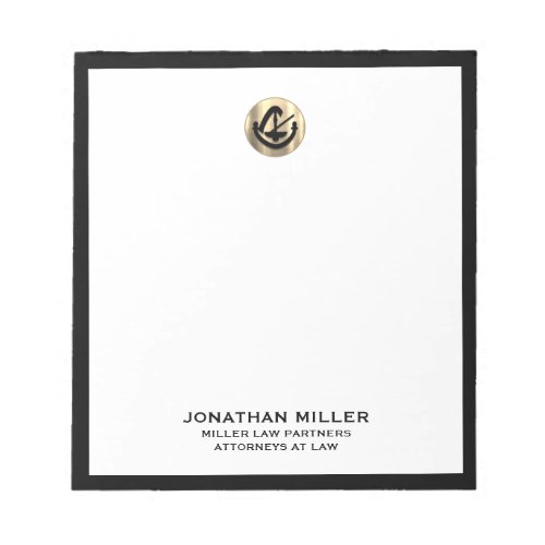 Professional Gold Logo Black Frame Law Firm Notepad