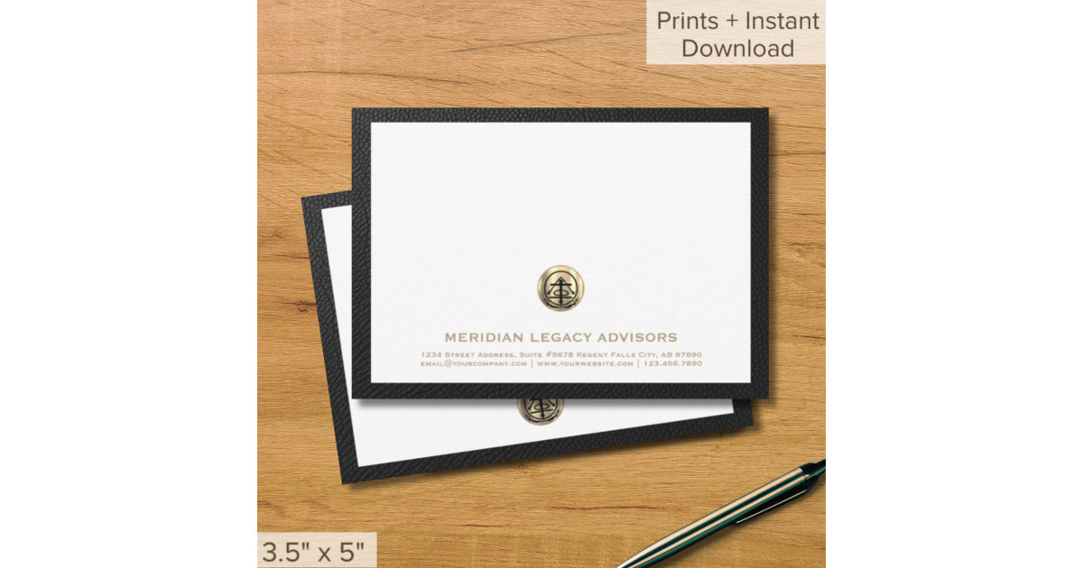 Professional Gold Logo Business Note Cards | Zazzle