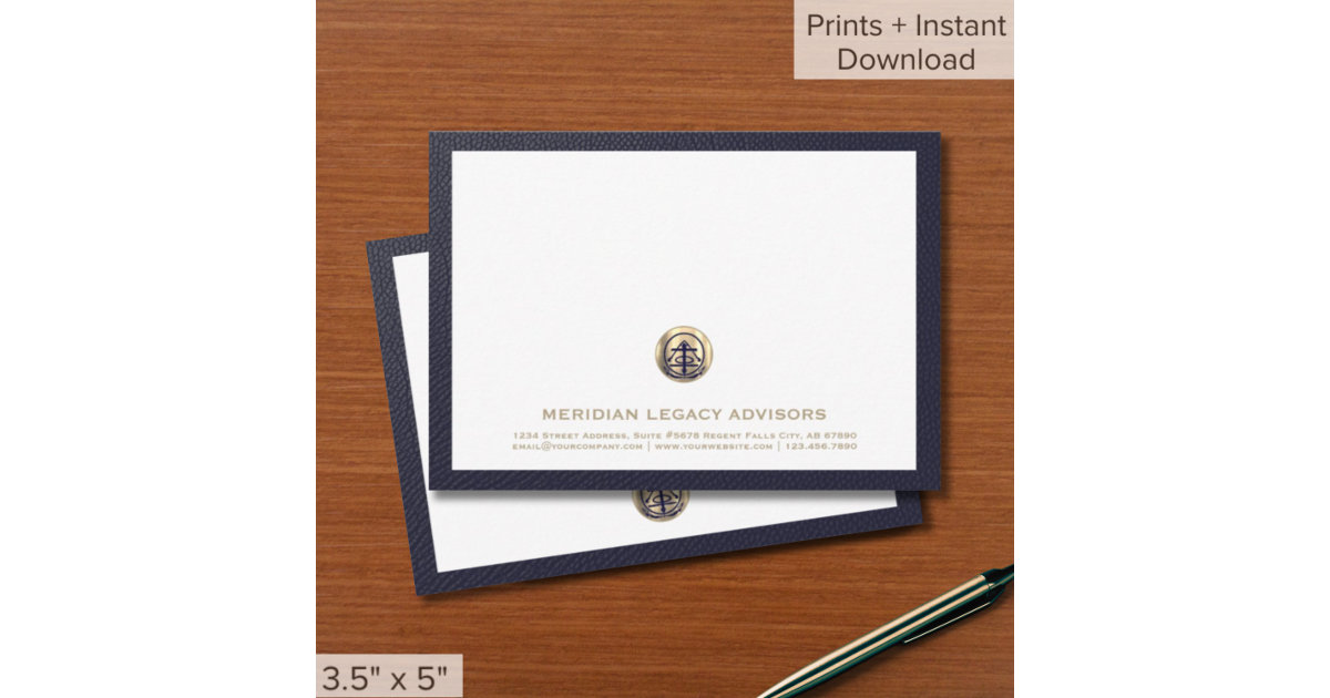 Professional Gold Logo Business Note Cards | Zazzle