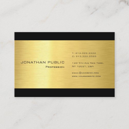 Professional Gold Look Black Modern Elegant Plain Business Card