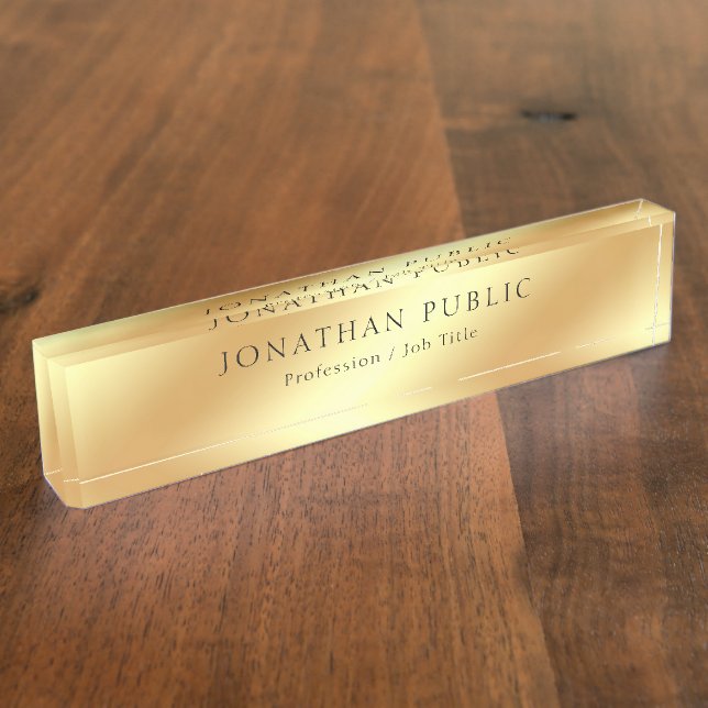 Professional Gold Look Calligraphy Name Elegant Desk Name Plate (Side)