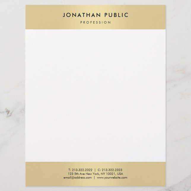 Professional Gold Look Elegant Modern Template Letterhead (Front)