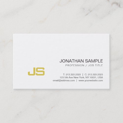 Professional Gold Look Monogram Elegant Design Business Card