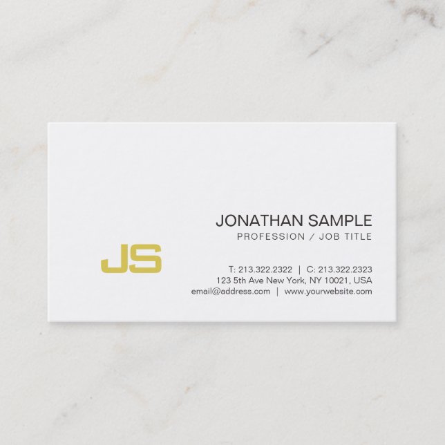 Professional Gold Look Monogram Elegant Design Business Card (Front)