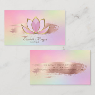 Professional Gold Lotus Brush Stroke Holographic Business Card