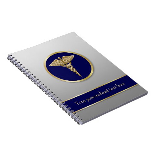 Professional Gold Medical Caduceus Blue Notebook