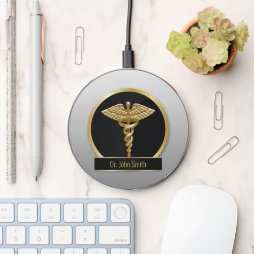 Professional Gold Medical Caduceus Wireless Charger