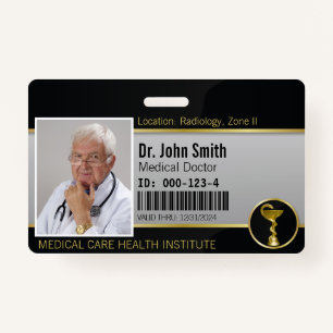 Professional Gold Medical Hygieia Bowl Photo ID Badge