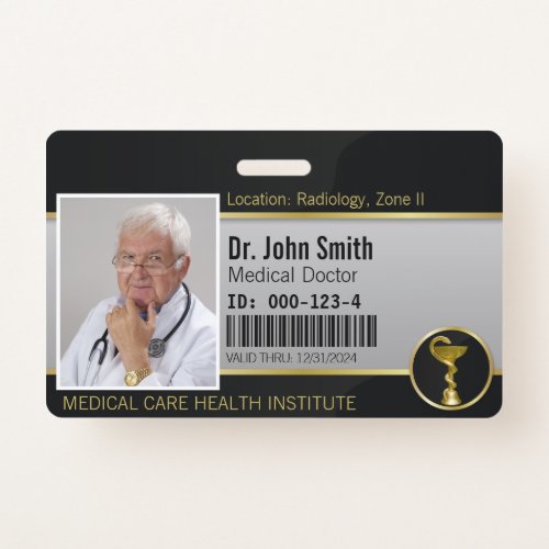 Professional Gold Medical Hygieia Bowl Photo ID Badge