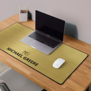 Professional Gold Metallic Monogram Desk Mat